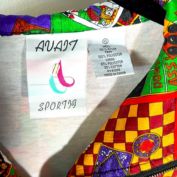 Vintage 80’s Avait Sportif Casino Print Zip Up Windbreaker w/ Crown Royal Patch - Picture 3 of 10